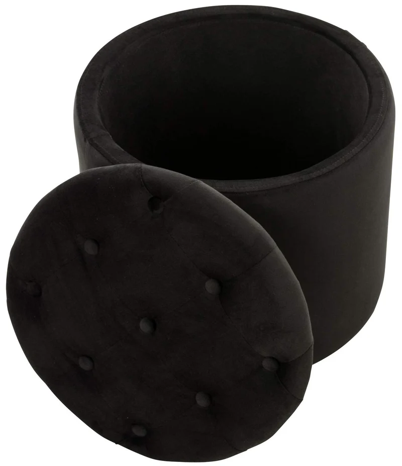 Tabouret Pouf Patin en Velours I Tabouret Coffre avec Espace De Rangement I Pouf Repose-Pieds, Couleur:Noir