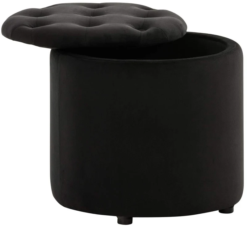 Tabouret Pouf Patin en Velours I Tabouret Coffre avec Espace De Rangement I Pouf Repose-Pieds, Couleur:Noir