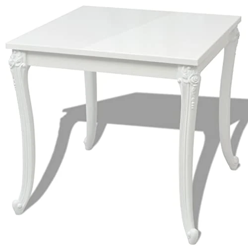 vidaXL Table de Salle à Manger Cuisine 80 x 80 x 76 cm Laquée Blanche