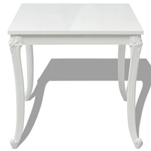 vidaXL Table de Salle à Manger Cuisine 80 x 80 x 76 cm Laquée Blanche