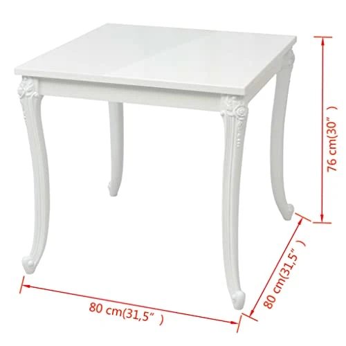 vidaXL Table de Salle à Manger Cuisine 80 x 80 x 76 cm Laquée Blanche