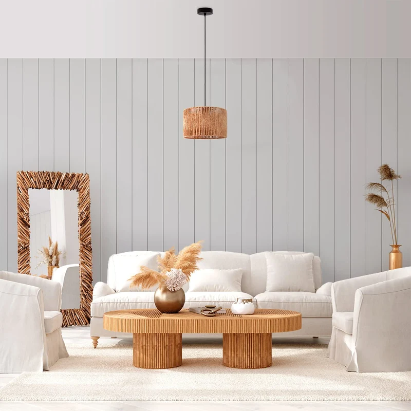 Paco Home Suspension Table À Manger Papier Boho Lampe Suspendue Salle À Manger Lampe E27 Rotin, Couleur:Nature (Ø32cm), Type de luminaire___Couleur:Lampe à suspension - Noir