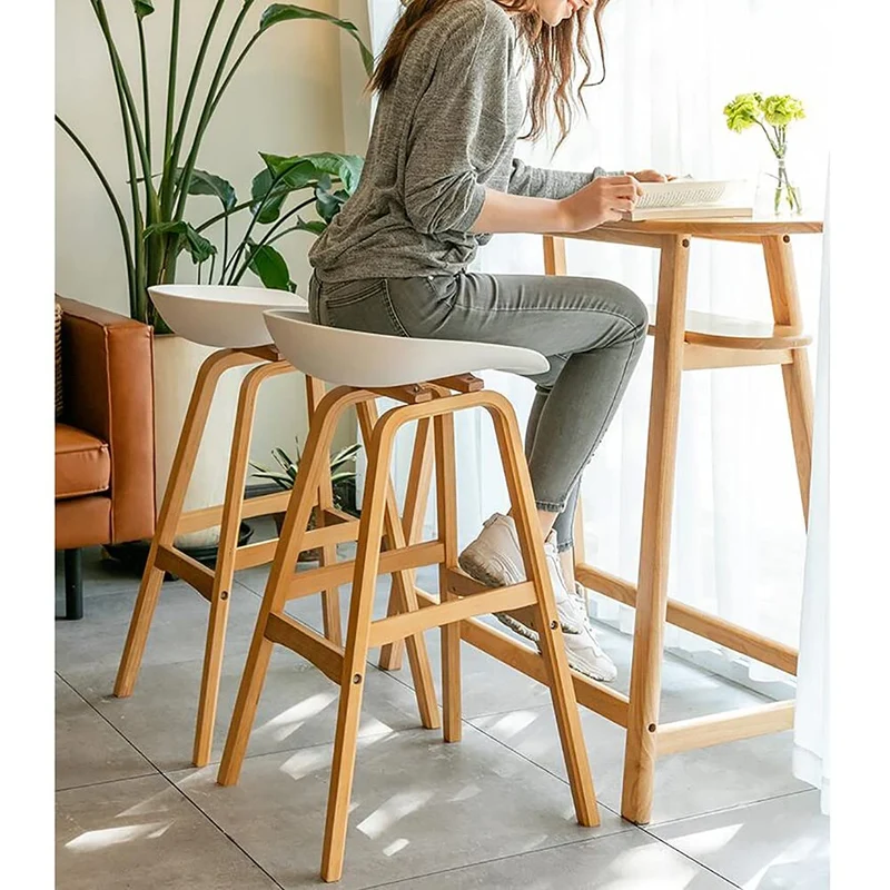 Lot de 2 tabourets de bar, tabourets de bar de cuisine touffetés avec dossier ouvert, repose-pieds de 73,7 cm, chaises pour bar à domicile, salle à manger 0831 (couleur : blanc, taille : tabourets de