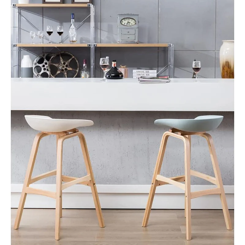 Lot de 2 tabourets de bar, tabourets de bar de cuisine touffetés avec dossier ouvert, repose-pieds de 73,7 cm, chaises pour bar à domicile, salle à manger 0831 (couleur : blanc, taille : tabourets de