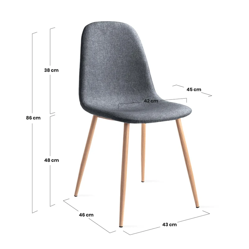 Mc Haus Elva Gris Anthracite - Pack de 2 chaises pour Le Salon, la Salle à Manger ou la Chambre à Coucher