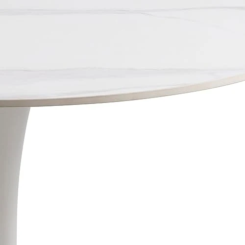 AC Design Furniture Marta Tables de Salle, Céramique Métal, Blanc, H: 75 x B: 90 x T: 90 cm