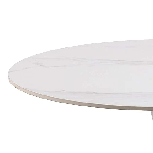 AC Design Furniture Marta Tables de Salle, Céramique Métal, Blanc, H: 75 x B: 90 x T: 90 cm