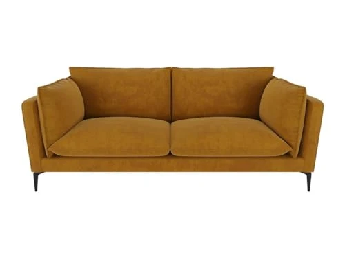 Vente-unique - Canapé 3 Places en Velours Jaune Moutarde Kestrel II