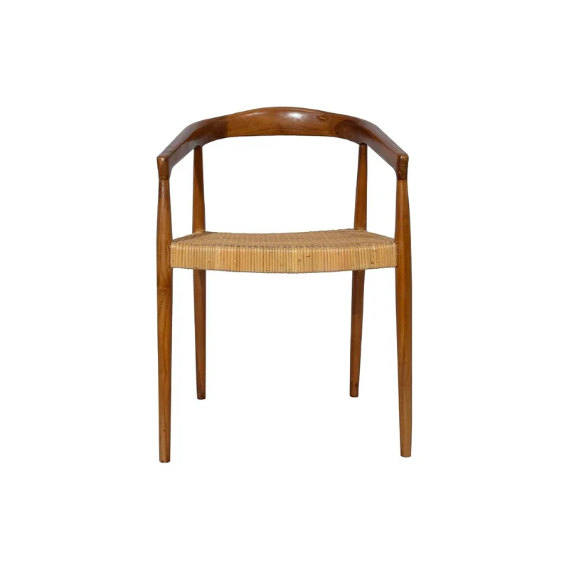 Miliboo Chaise Ethnique en Bois Teck Massif et cannage rotin NEGARA
