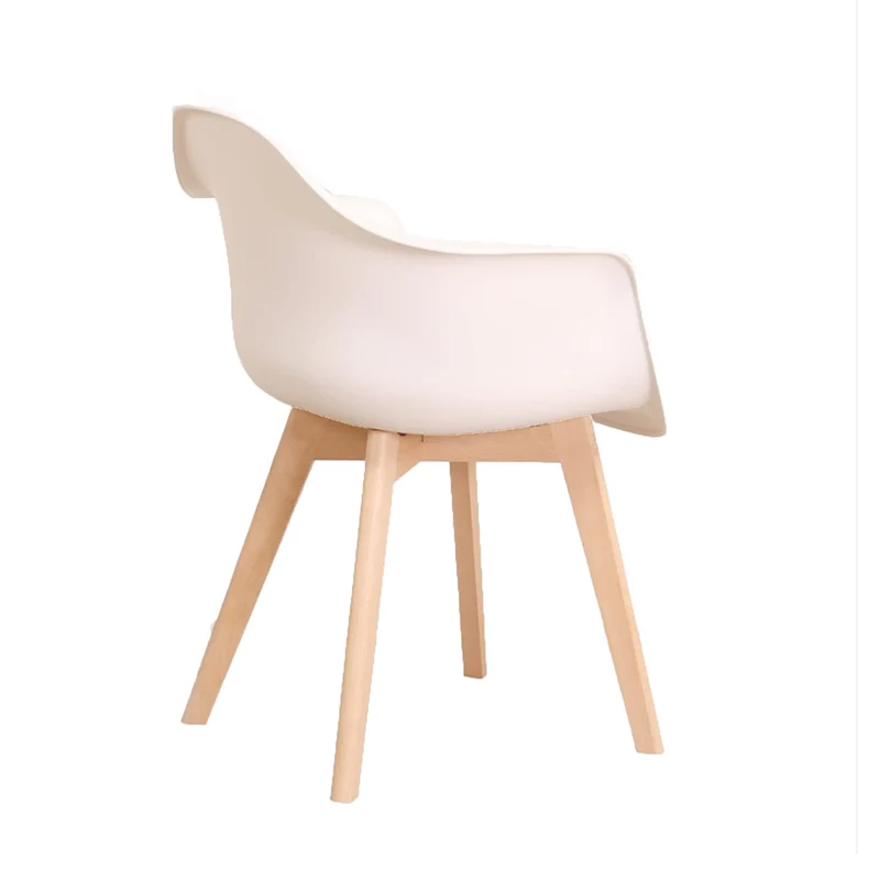 GrandCA HOME Lot de 4 Chaises de Salle à Manger Fauteuils avec Pieds en Bois, Siège en Polypropylène Premuim, Chaises de Cuisine avec Accoudoir pour Salon, Salon Bureau (4, Blanc)