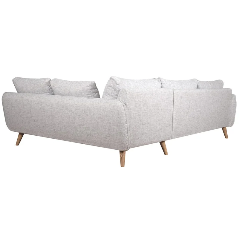 Miliboo Canapé d'angle Droit scandinave 5 Places en Tissu Gris Clair chiné et Bois Clair Creep
