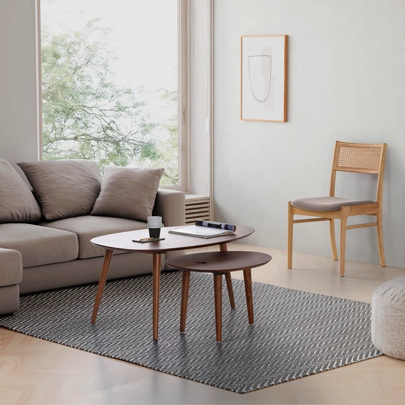 HOMN LIVING Pack de 2 chaises Vilma en Chêne, Bois Massif et rotin Naturel, 45,5 cm (Largeur) 54,5 cm (Profondeur) 82 cm (Hauteur)