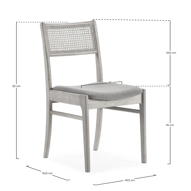 HOMN LIVING Pack de 2 chaises Vilma en Chêne, Bois Massif et rotin Naturel, 45,5 cm (Largeur) 54,5 cm (Profondeur) 82 cm (Hauteur)