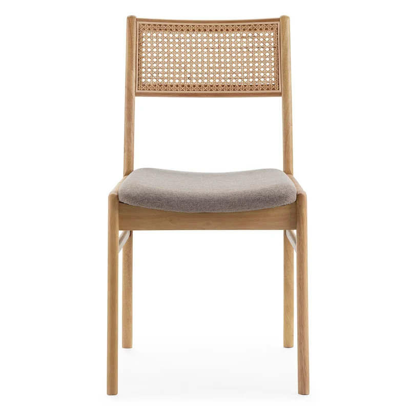 HOMN LIVING Pack de 2 chaises Vilma en Chêne, Bois Massif et rotin Naturel, 45,5 cm (Largeur) 54,5 cm (Profondeur) 82 cm (Hauteur)