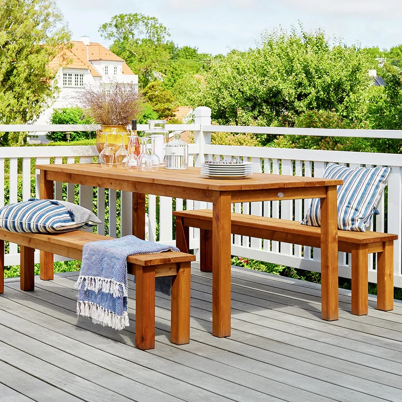 AXI | Louise Table de Pique Nique en Bois, Bancs amovibles en bois 200 cm | Couleur Marron, Bois d'Epicéa | Table Picnic 6 personnes