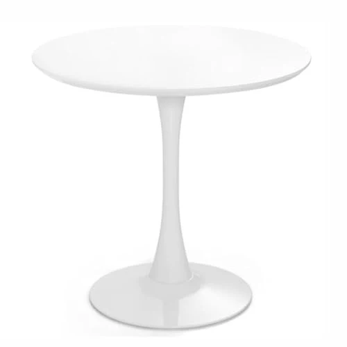 JHAISMAO Rond Table à Manger Cuisine Tableau pour 2-4 Personnes en Bois Conception De Tulipes Table De Loisirs avec Socle en Métal(Size:80cm,Color:Blanc)