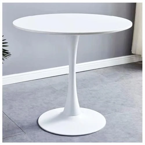 JHAISMAO Rond Table à Manger Cuisine Tableau pour 2-4 Personnes en Bois Conception De Tulipes Table De Loisirs avec Socle en Métal(Size:80cm,Color:Blanc)