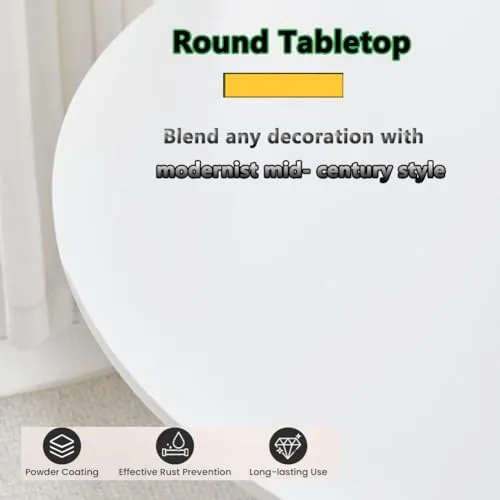 JHAISMAO Rond Table à Manger Cuisine Tableau pour 2-4 Personnes en Bois Conception De Tulipes Table De Loisirs avec Socle en Métal(Size:80cm,Color:Blanc)