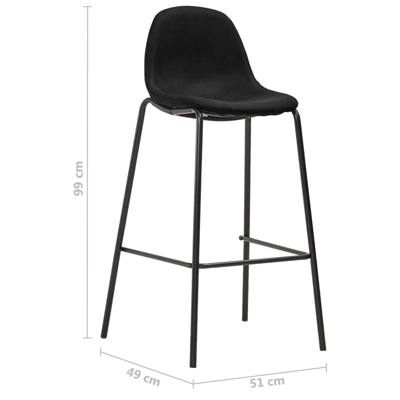 vidaXL Chaises de Bar 2 pcs Noir Tissu