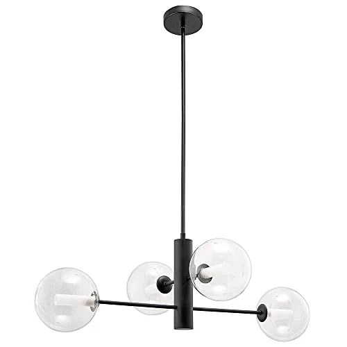 MAZAGE Suspension industrielle d'îlot de cuisine avec abat-jour en verre de globe, plafonniers en métal, lustre noir pour salle à manger de couloir de salon needed
