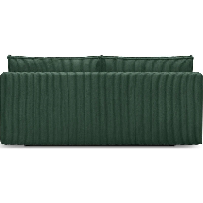 HOMIFAB Canapé Convertible 3 Places avec Coffre de Rangement en Velours côtelé Vert foncé - Milla