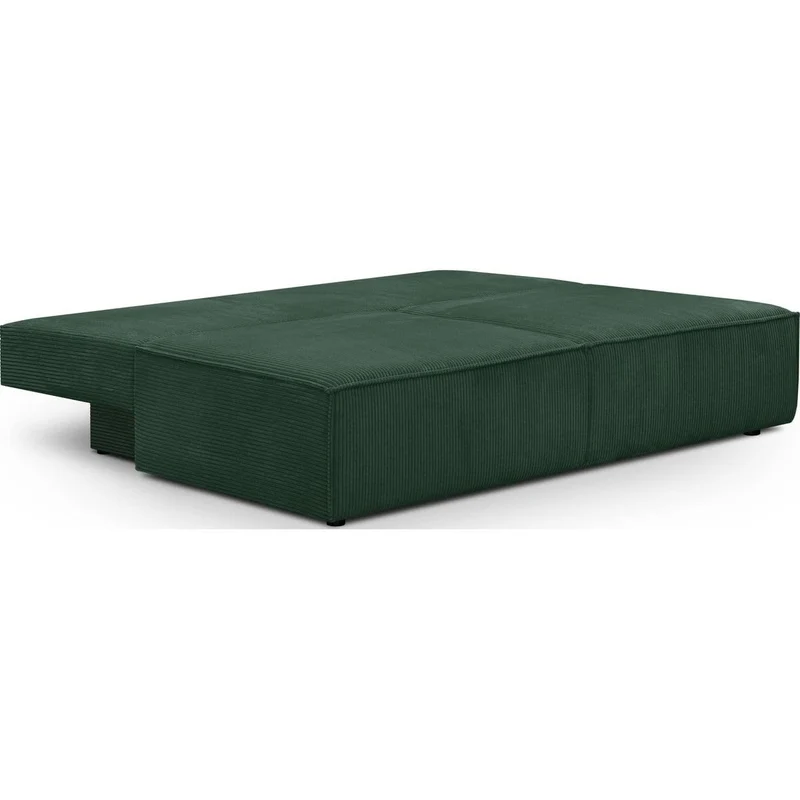 HOMIFAB Canapé Convertible 3 Places avec Coffre de Rangement en Velours côtelé Vert foncé - Milla