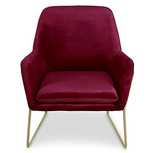 Paris Prix - Fauteuil Design en Velours Baldy 84cm Rouge & Or