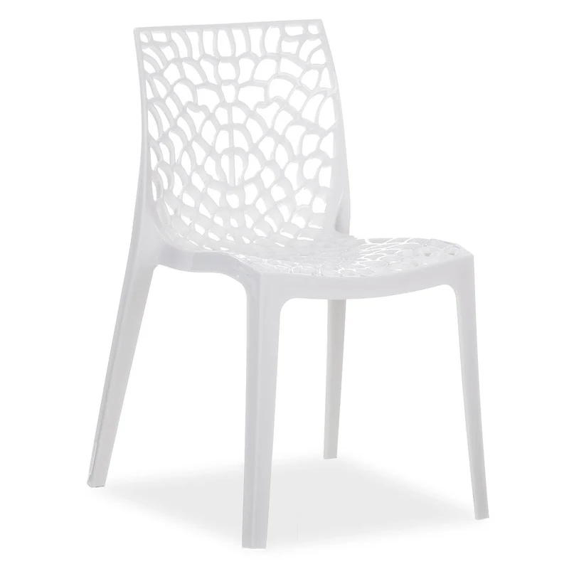 Homestyle4u 2465 Lot de 2 chaises de jardin empilables en plastique Blanc Résistant aux intempéries