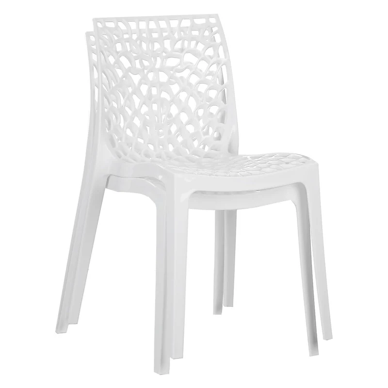 Homestyle4u 2465 Lot de 2 chaises de jardin empilables en plastique Blanc Résistant aux intempéries