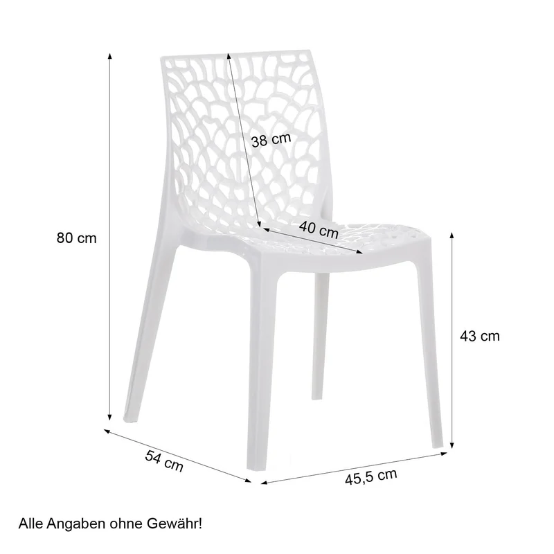 Homestyle4u 2465 Lot de 2 chaises de jardin empilables en plastique Blanc Résistant aux intempéries