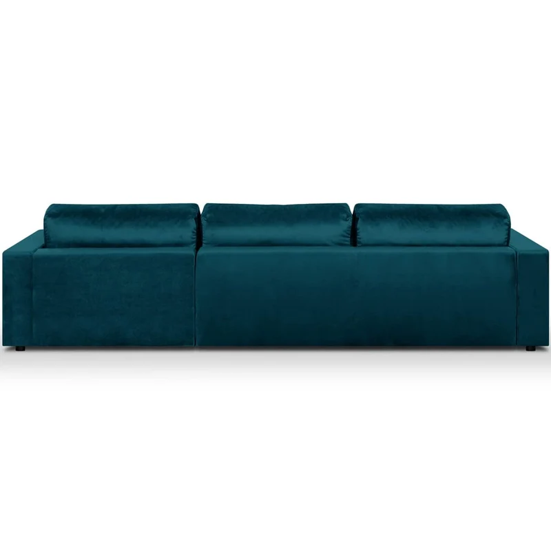 Canapé d'angle Droit Convertible 5 Places en Velours Bleu Canard avec Coffre de Rangement - Robin