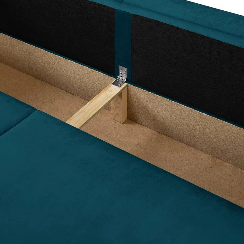 Canapé d'angle Droit Convertible 5 Places en Velours Bleu Canard avec Coffre de Rangement - Robin