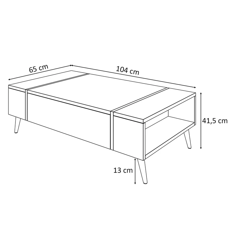 lukmebel Onyx Loft Table Basse Chêne Flagstaff Résistant Très Durable 104x60x41,5 Système Push-to-Open sur Pieds Métal