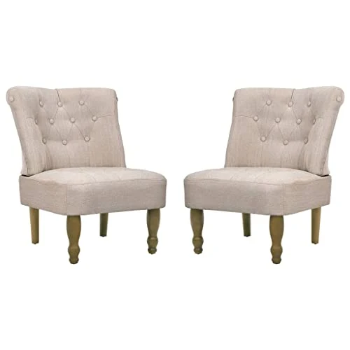 vidaXL Chaises en Style français Lot de 2 crème Tissu