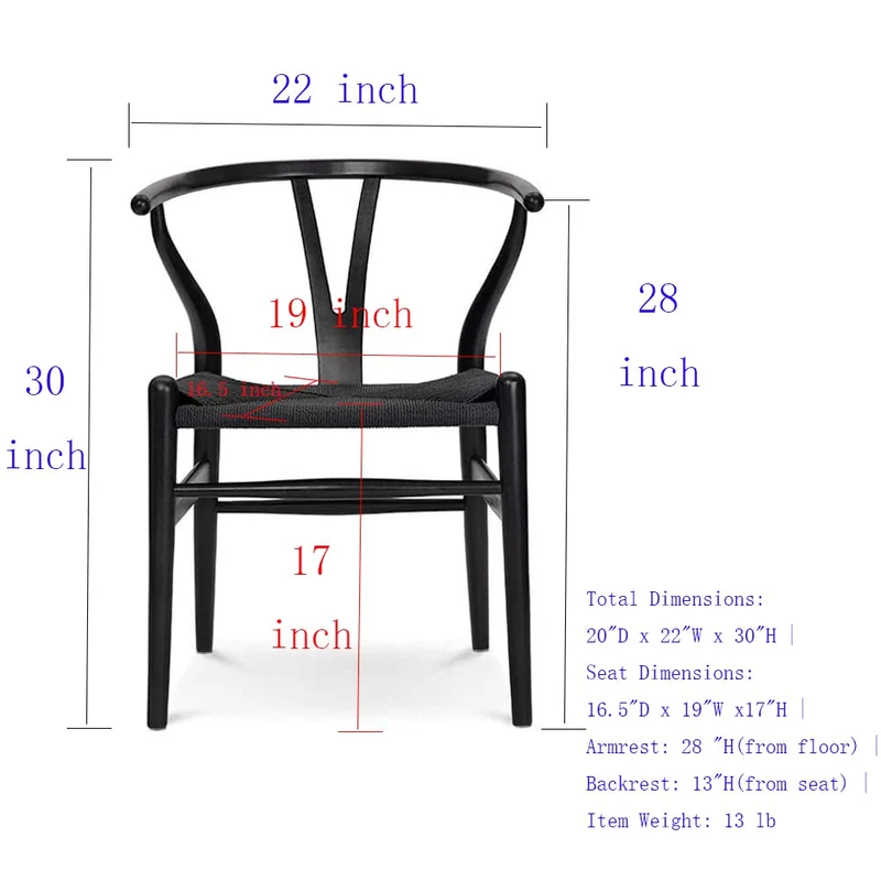 Tomile Chaise de Salle à Manger en rotin en Forme de Y