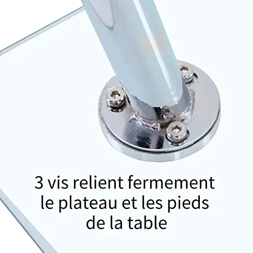 GOLDFAN Table à Manger en Verre Table Rectangulaire en Verre Table Cuisine Salon Tables de Salle à Manger avec Pieds en Métal, Argent