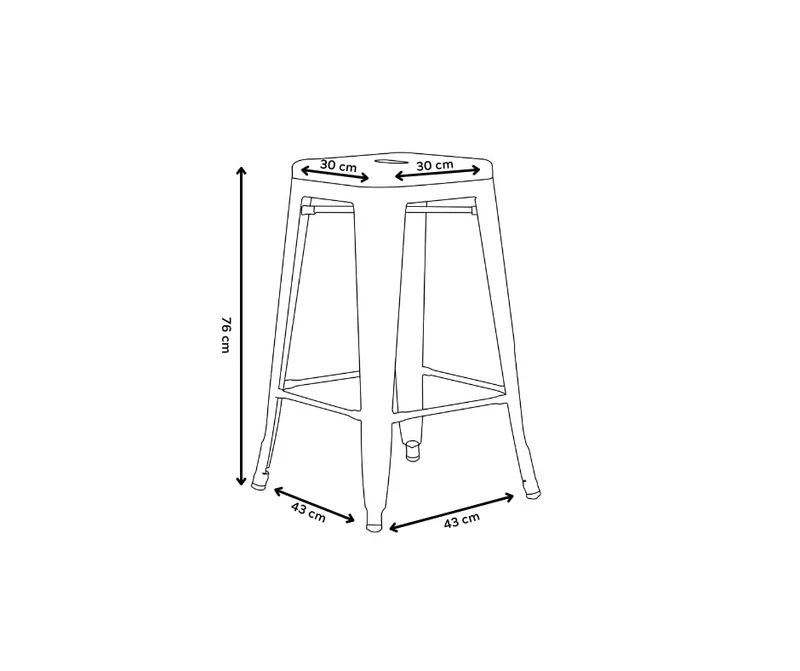 Kosmi - Lot de 4 tabourets de Bar en métal Brut Aspect galvanisé Style Industriel - Hauteur 76 cm