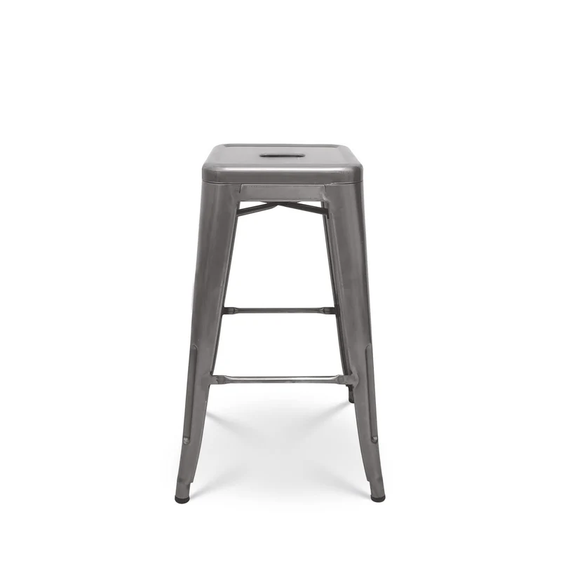 Kosmi - Lot de 4 tabourets de Bar en métal Brut Aspect galvanisé Style Industriel - Hauteur 76 cm