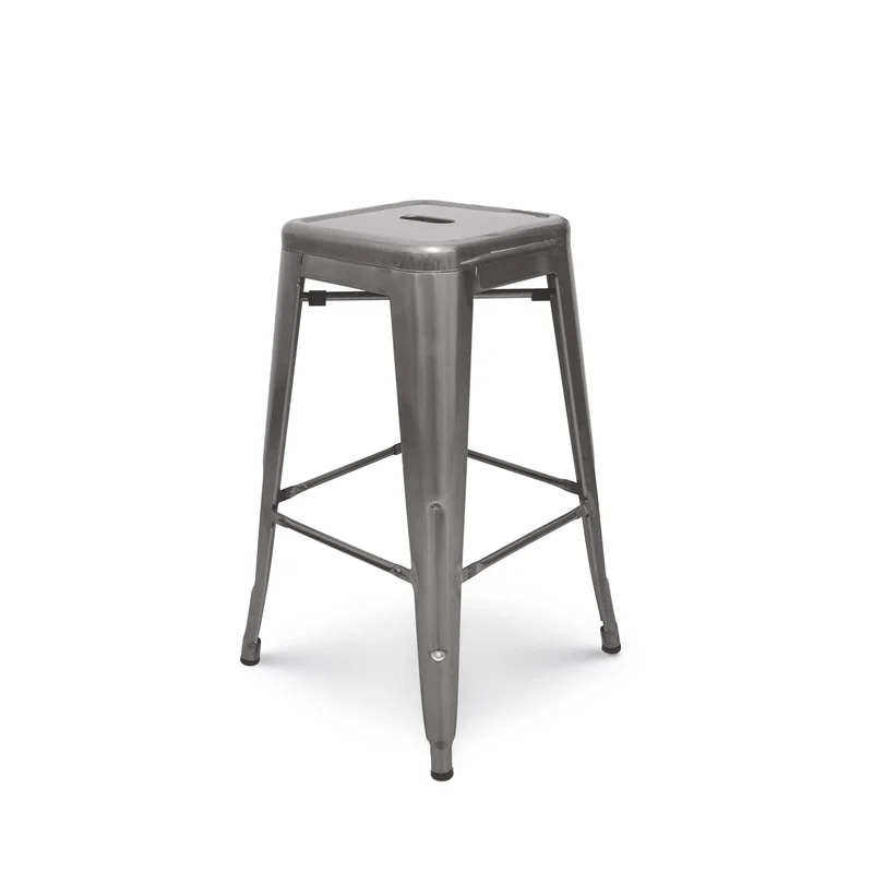 Kosmi - Lot de 4 tabourets de Bar en métal Brut Aspect galvanisé Style Industriel - Hauteur 76 cm