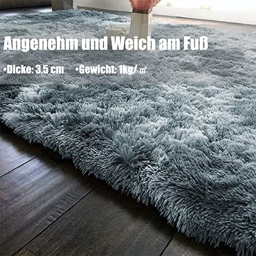 Swsen Tapis Salon Shaggy Longs Super Doux - Tapis Shaggy Moelleux Dessous Antidérapant - Tapis Chambre Moderne Lavable à Poils Longs 160 x 200 cm, Vert Foncé