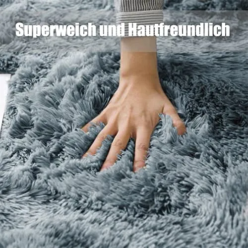 Swsen Tapis Salon Shaggy Longs Super Doux - Tapis Shaggy Moelleux Dessous Antidérapant - Tapis Chambre Moderne Lavable à Poils Longs 160 x 200 cm, Vert Foncé