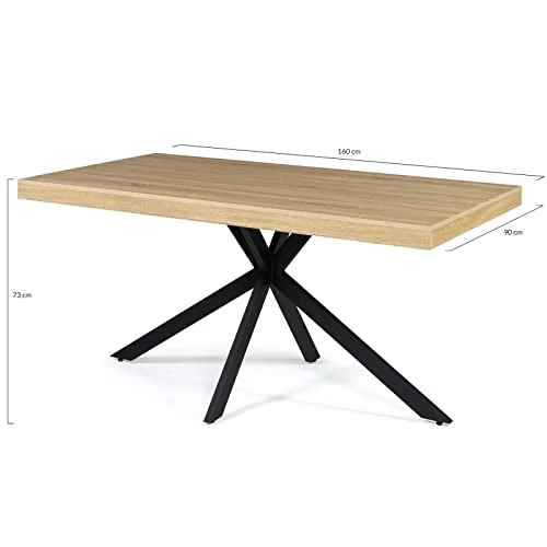 IDMarket - Table à Manger Alix 6-8 Personnes Pied araignée Bois et Noir 160 cm