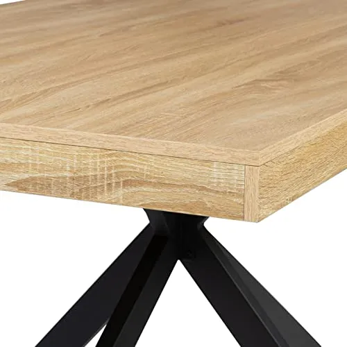IDMarket - Table à Manger Alix 6-8 Personnes Pied araignée Bois et Noir 160 cm