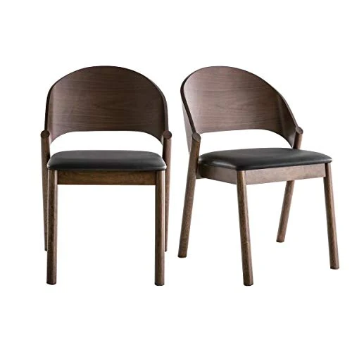 Miliboo Chaises Vintage en Bois foncé Noyer et assises Noires (Lot de 2) Avalon
