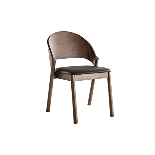 Miliboo Chaises Vintage en Bois foncé Noyer et assises Noires (Lot de 2) Avalon