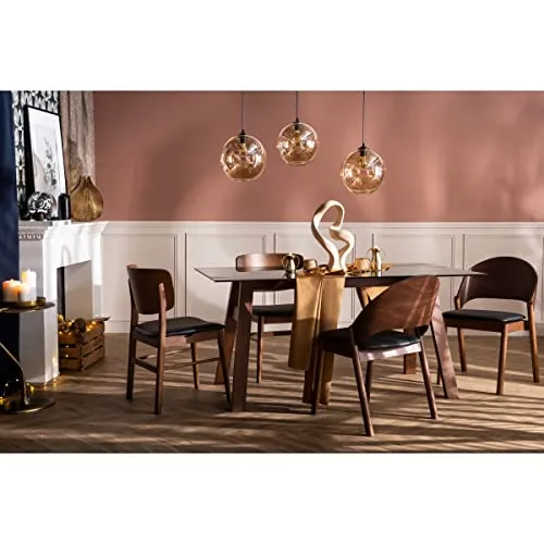Miliboo Chaises Vintage en Bois foncé Noyer et assises Noires (Lot de 2) Avalon