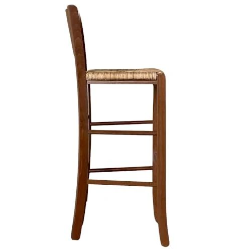 okAffareFatto di Zimbardi Costanza Tabouret de bar Lucy en bois noyer foncé h 73 cm avec assise paille de riz