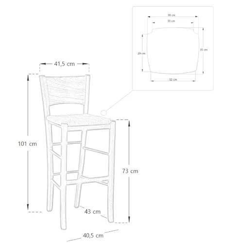 okAffareFatto di Zimbardi Costanza Tabouret de bar Lucy en bois noyer foncé h 73 cm avec assise paille de riz