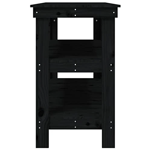 vidaXL Banc de travail Noir 142,5x50x80 cm Bois de pin massif