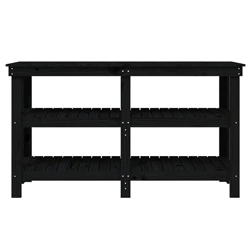 vidaXL Banc de travail Noir 142,5x50x80 cm Bois de pin massif